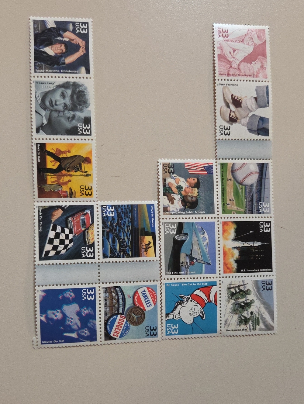 Vintage US Commemorative Stamp Sheet - Assorted Colors